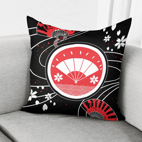 Image of Japanese And Folding Fans And Colors Pillow Cover