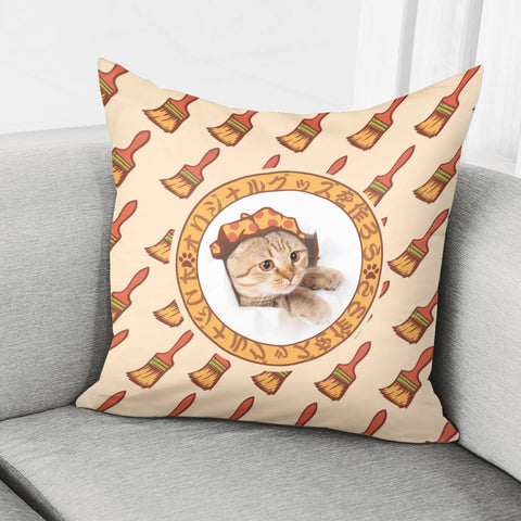 Image of Cat And Japan And Fonts And Brushes Pillow Cover