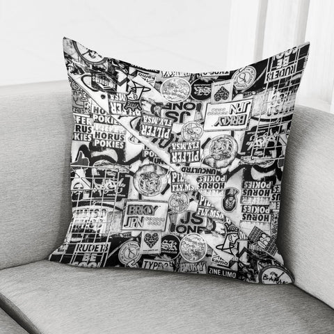 Image of Black And White Urban Collage Print Pillow Cover
