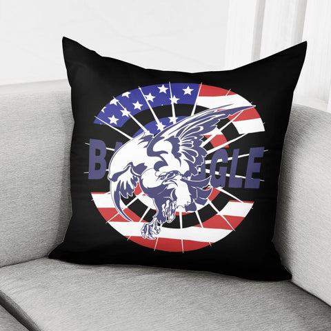 Image of Bald Eagle And American Flag Pillow Cover