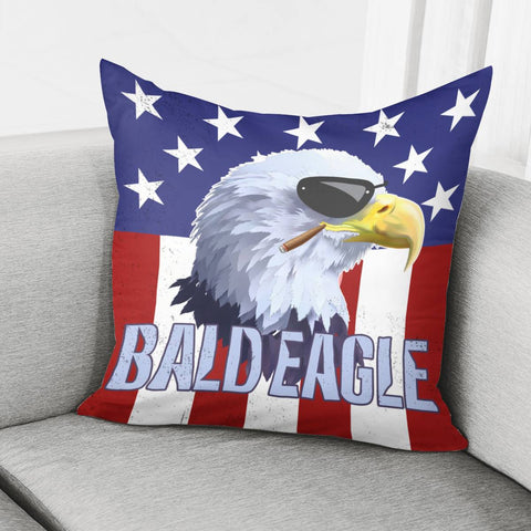 Image of Bald Eagle And American Flag Pillow Cover