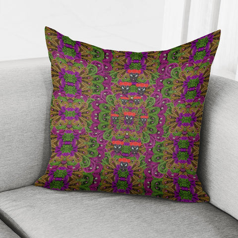 Image of Peacock Lace And Floral Sugar Skulls Pillow Cover