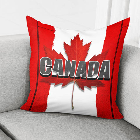 Image of Maple Leaf And Canadian Flag Pillow Cover