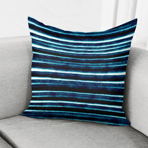 Image of Bandes Peinture Bleu Profond Pillow Cover