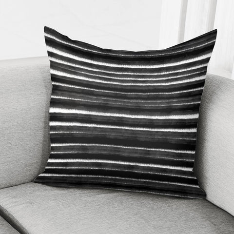 Image of Bandes Peinture Noir Pillow Cover