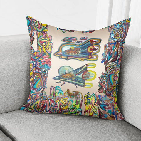 Image of A Lot Of Things 4 And Spaceship 5 Pillow Cover