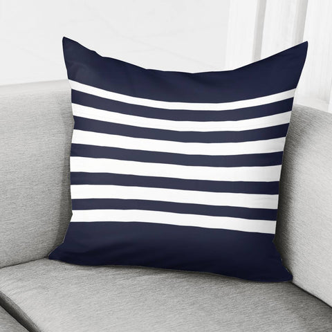 Image of Bandes Blanc/Marine Pillow Cover