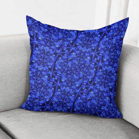 Image of Blue Fancy Ornate Print Pattern Pillow Cover