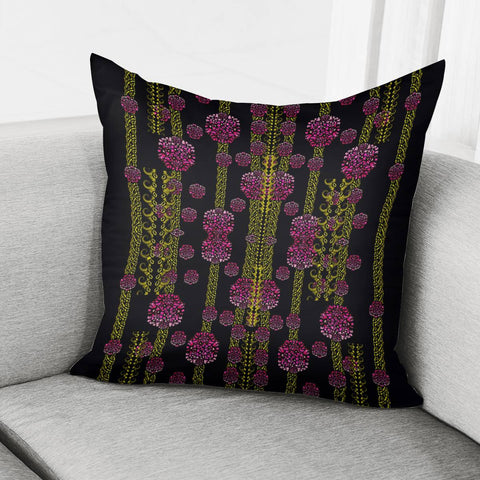 Image of Wild Flowers On Black Pillow Cover