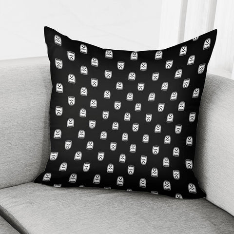 Image of Sketchy Cartoon Ghost Drawing Motif Pattern Pillow Cover