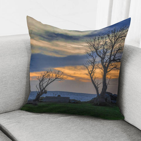 Image of Sunset Scene At Waterfront Boardwalk, Montevideo Uruguay Pillow Cover