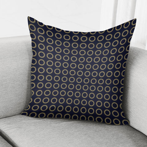 Image of Abstrait Formes Doré/Bleu Pillow Cover