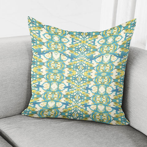 Image of Colored Geometric Ornate Patterned Print Pillow Cover