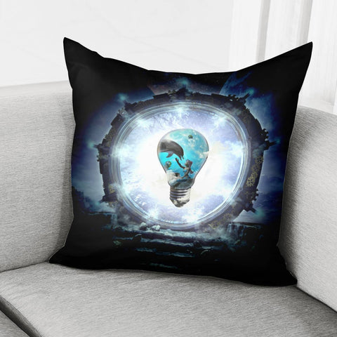 Image of Awesome Light Bulb With Mermaid And Dolphin Pillow Cover