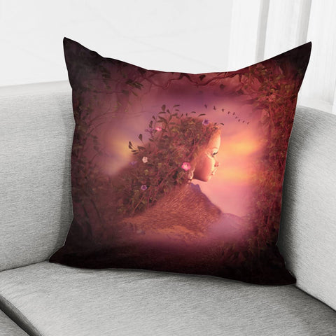 Image of The Girl And The Rock In The Night Pillow Cover