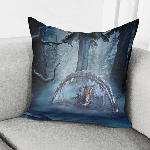 Image of Ice Fairy In A Winter Landscape Pillow Cover