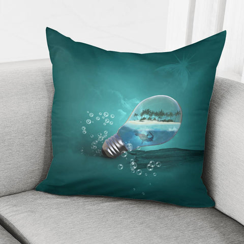 Image of Light Bulb With Island Pillow Cover