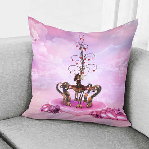 Image of Little Fairy With Valentine Tree With Hearts Pillow Cover