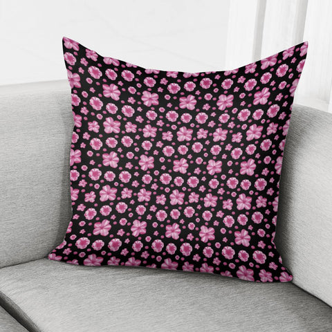 Image of Pink And Black Floral Collage Print Pillow Cover