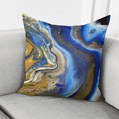 Image of Photo Peinture Acrylic Bleu/Doré Pillow Cover