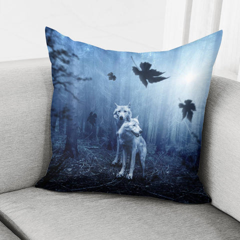 Image of Wolves In Forest Pillow Cover