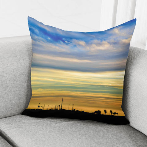 Image of Countryside Sunset Silhouette Landscape Scene Pillow Cover