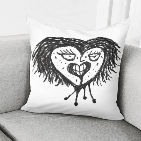 Image of Infected Heart Black And White Drawing Pillow Cover