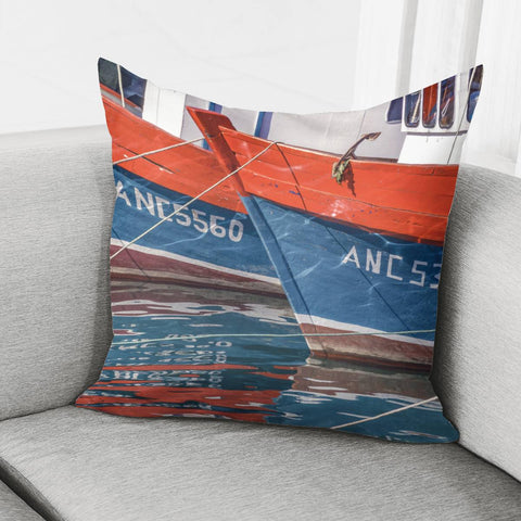 Image of Fishing Boats Parked At Lake, Chiloe Island - Chile Pillow Cover