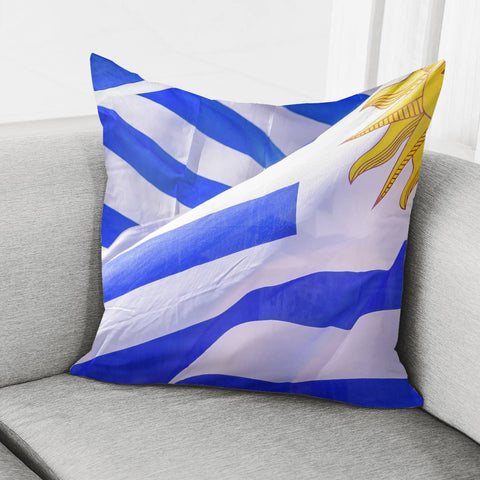 Image of Uruguay Flags Close Up Photo Pillow Cover