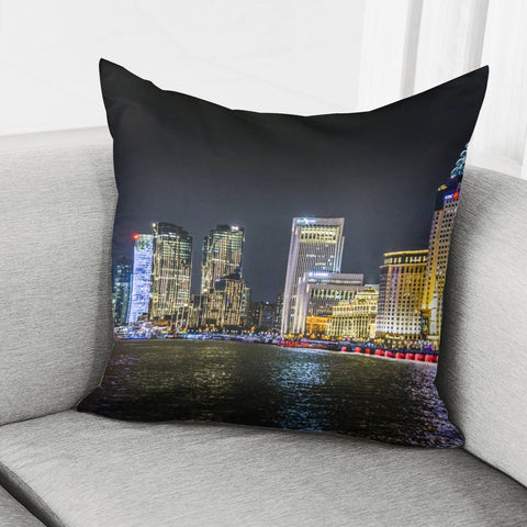 Image of Pudong District Night Scene, Shanghai, China Pillow Cover