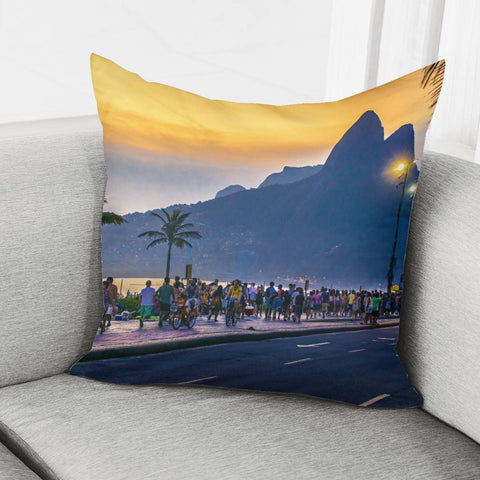 Image of Ipanema Beach, Rio De Janeiro, Brazil Pillow Cover