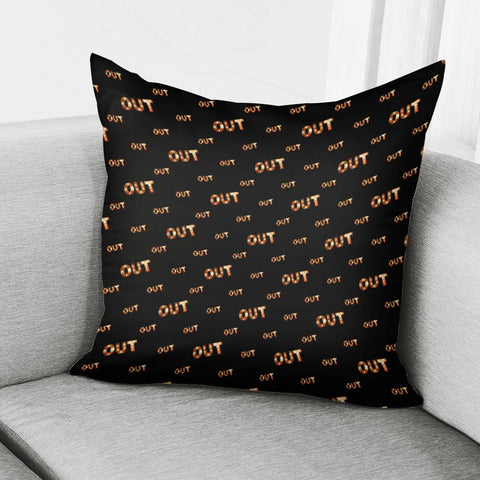 Image of Out Word Motif Print Pattern Pillow Cover