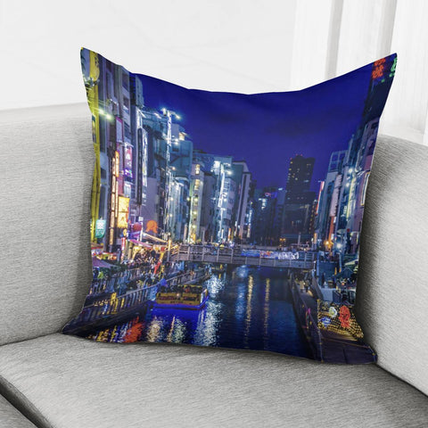 Image of Dotonbori Night Scene, Osaka, Japan Pillow Cover