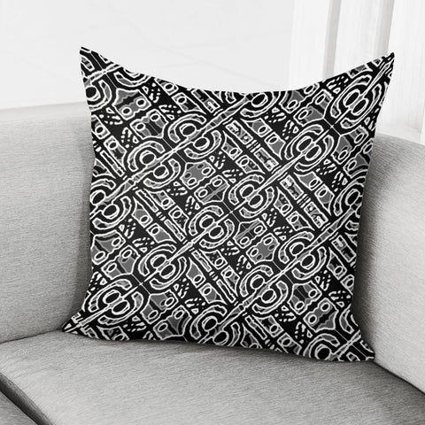 Image of Linear Black And White Ethnic Print Pillow Cover