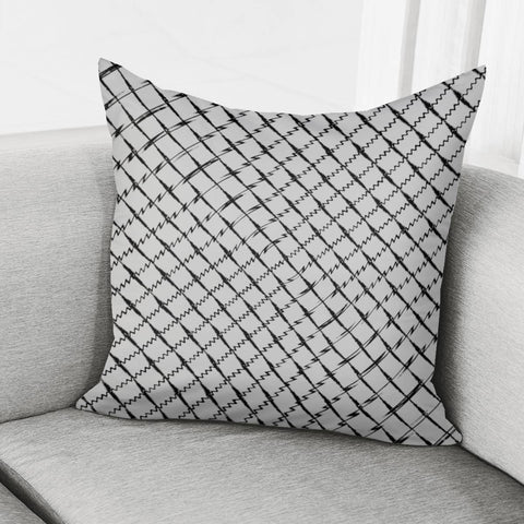 Image of Pattern Abstrait Carreaux Noir/Gris Pillow Cover