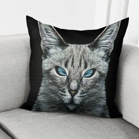 Image of Evil Cat Portrait Digital Art Pillow Cover