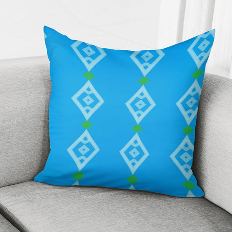 Image of Diamond Shapes On Blue Pillow Cover