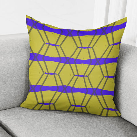 Image of Sandy Brown And Blue Pattern Pillow Cover