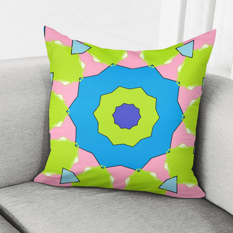 Image of Pink, Green And Blue Abstract Pillow Cover