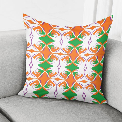 Image of Green, White And Orange Abstract Pillow Cover