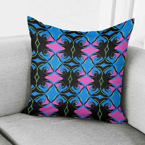 Image of Black, Blue And Pink Pattern Pillow Cover