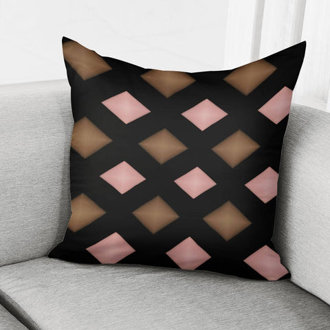 Image of Pink And Brown Diamond Blocks Pillow Cover