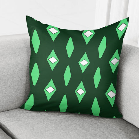 Image of White And Green Diamond Blocks Pillow Cover