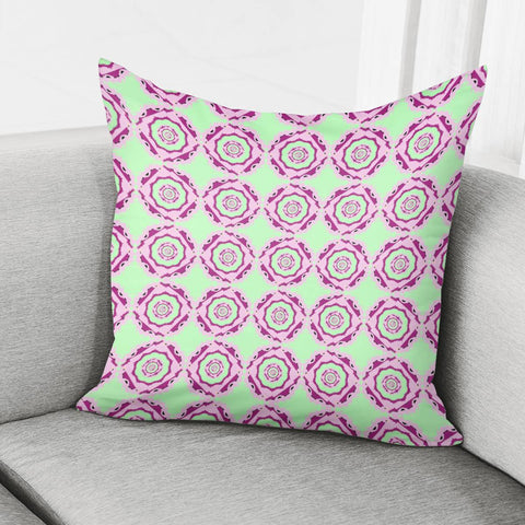 Image of Green And Pink Circles Pattern Pillow Cover