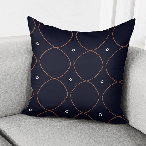 Image of Brown Lines On Navy Blue Pillow Cover