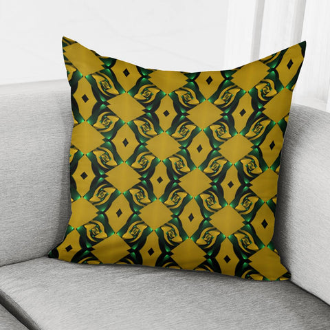 Image of Green And Mustard Yellow Pattern Pillow Cover