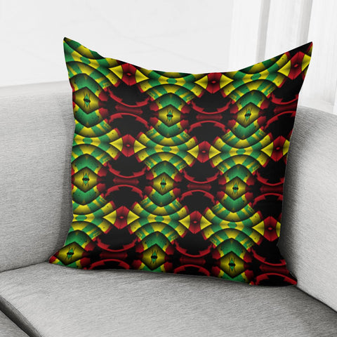 Image of Textured Red, Yellow And Green Pillow Cover