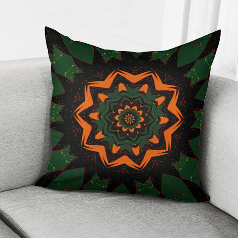 Image of Dark Brown, Green And Orange Pattern Pillow Cover