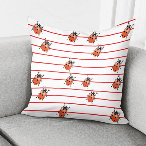 Image of Ladybugs Red Stripes Pillow Cover