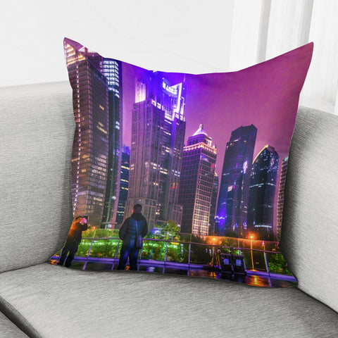 Image of Lujiazui District Nigth Scene, Shanghai, China Pillow Cover